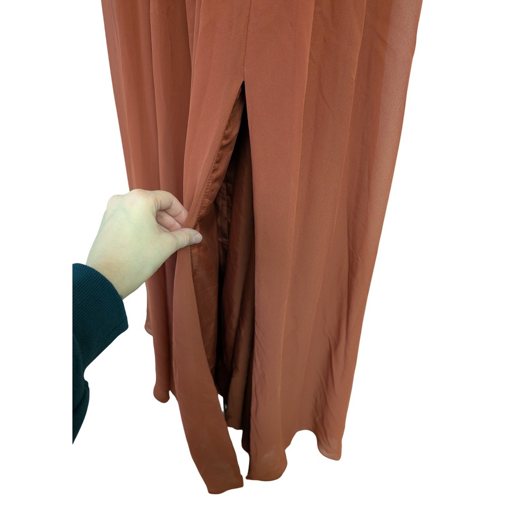 Azazie Aaida A-Line Corset Chiffon Dress‎ Floor Length Bridesmaid Paprika Size 2 - Picture 5 of 13
